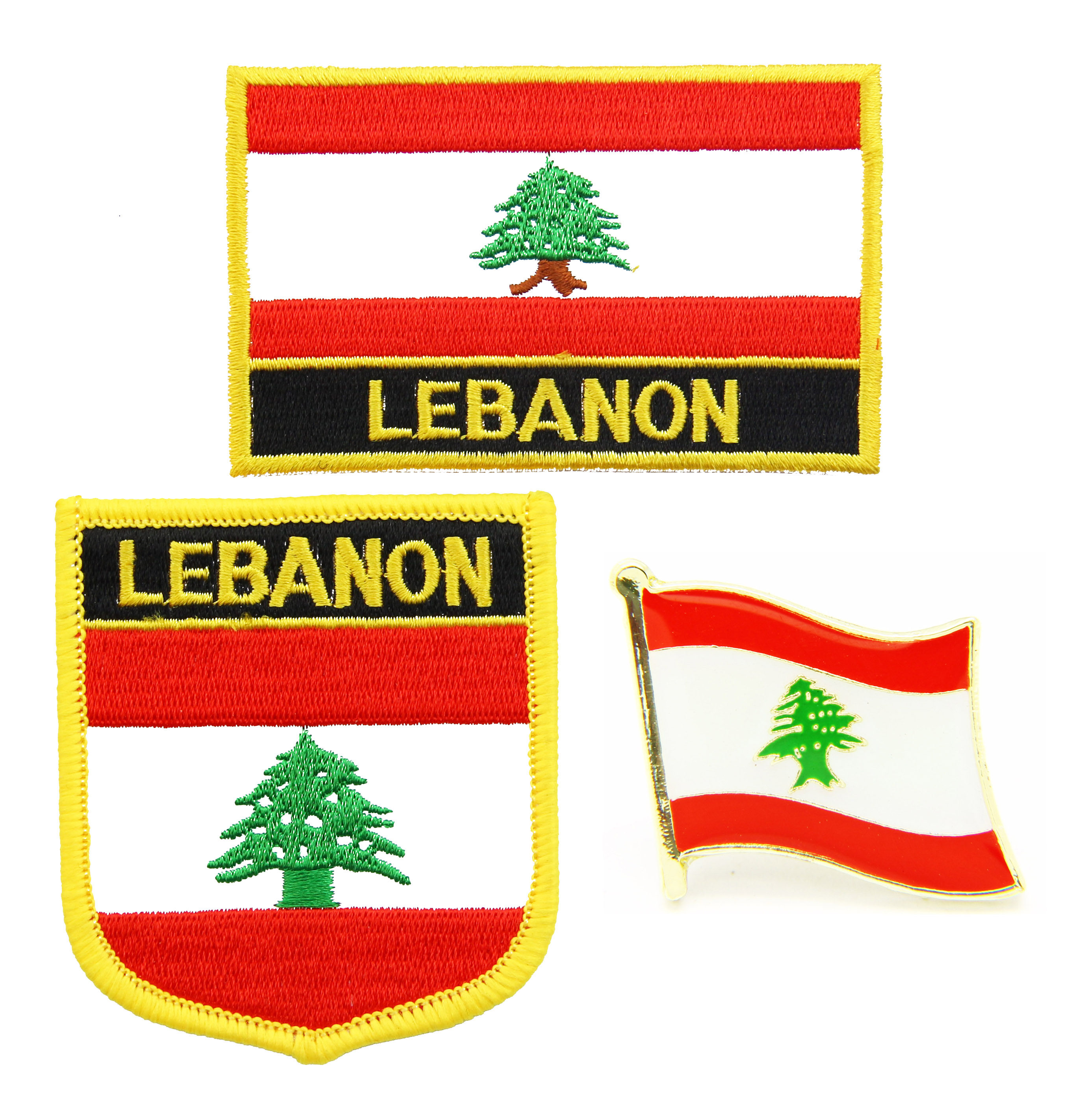 黎巴嫩国旗布贴徽章背胶刺绣肩章