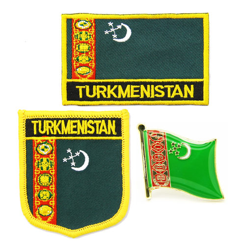 180 Turkmenistan flag pin patch 土库曼 国旗布贴 背胶熨烫徽章