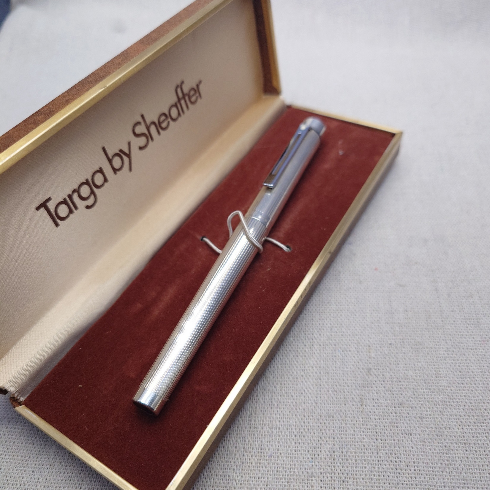 原装正品美国钢笔SHEAFFER犀飞利TARGA塔格1004纯银竖纹14K F绝版