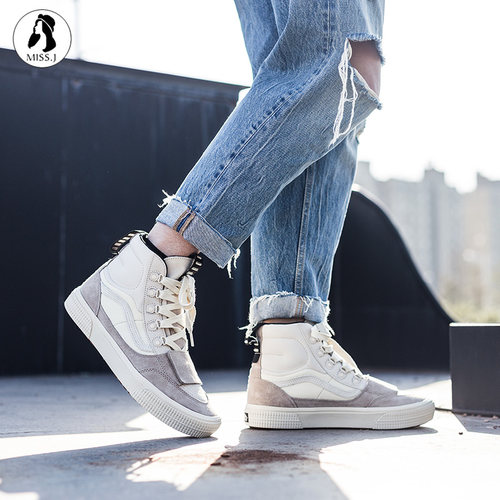 vans正品米白高帮机能户外男女鞋