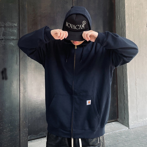 Carhartt卡哈特K122纯色LOGO休闲运动拉链加绒连帽卫衣帽衫