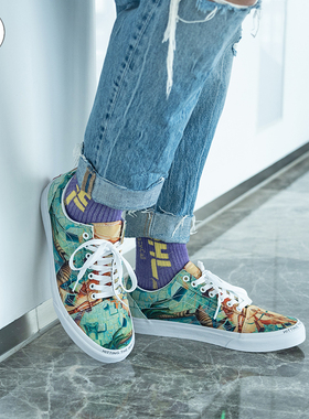 VANS X MOCA联名OLD SKOOL彩色图案印花男女鞋帆布鞋VN0A5KRFYQ8