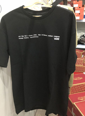 金小姐VANS正品棋盘格印花黑色情侣款休闲T恤短袖VN0A5H56BLK