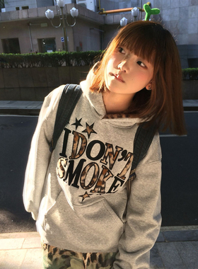 街头风连帽卫衣女秋冬加绒豹纹刺绣宽松外套oversize情侣重磅上衣