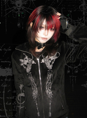 亚文化黑色丝绒外套女秋冬骷髅设计感修身立领夹克y2k视觉系上衣