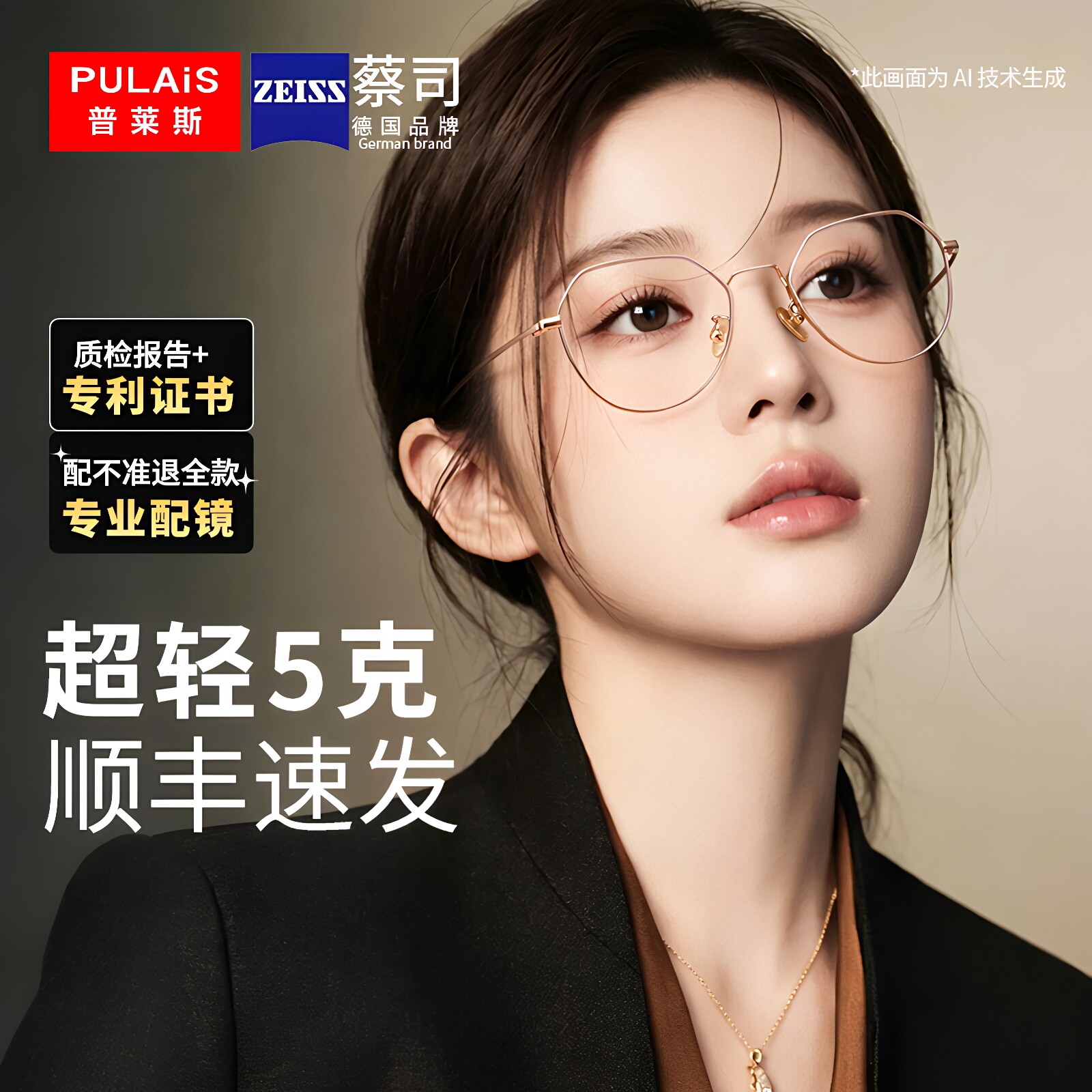 金丝防蓝光辐射抗疲劳近视眼镜图片