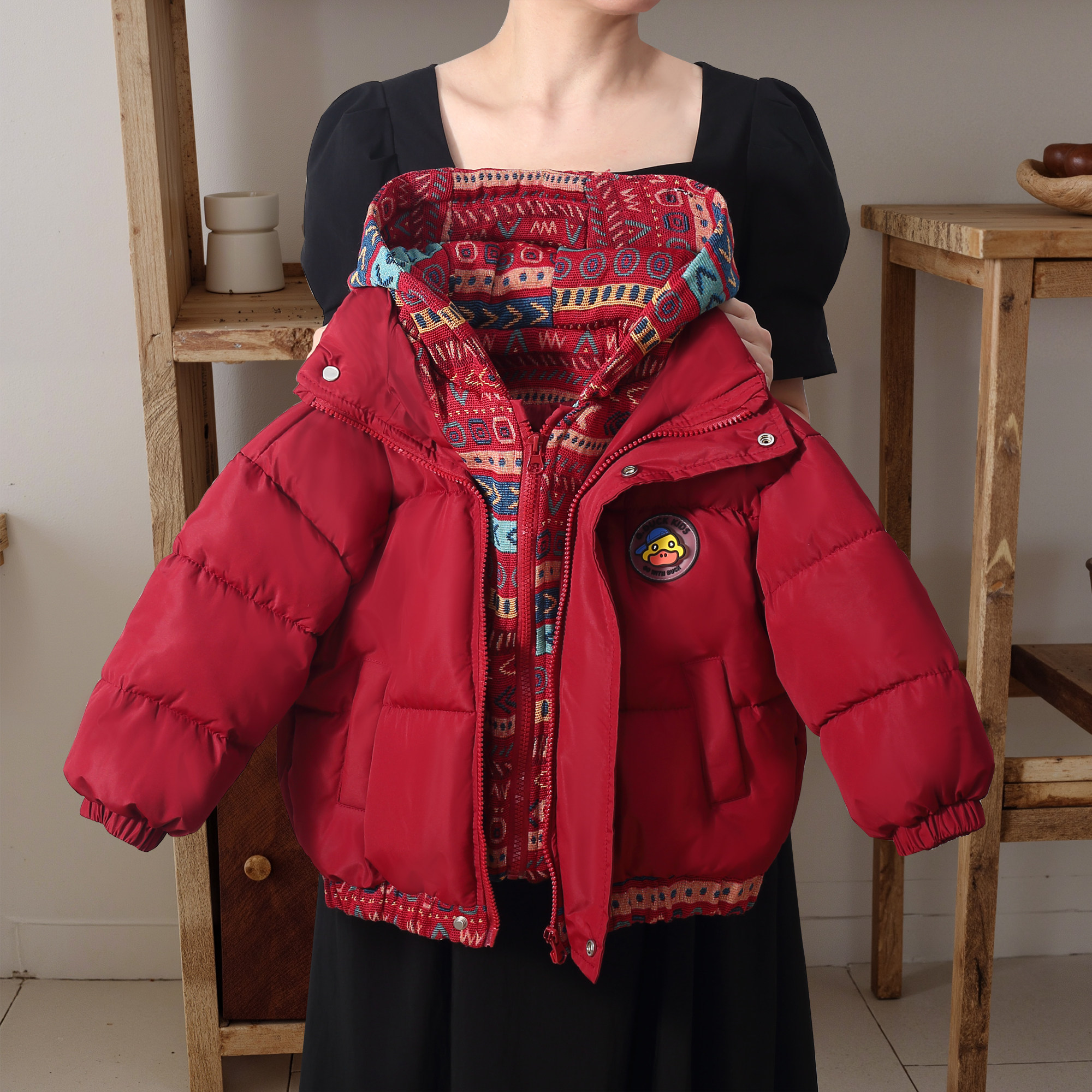 2025新款冬季男童女童韩版外套红色棉服加厚棉衣时髦棉袄,童装/婴儿装/亲子装,棉袄/棉服,淘宝优惠券,粉丝福利购,淘宝优惠卷