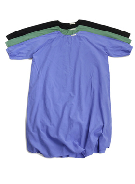 I322776 日本单 夏季新款森林系宽松版圆领套头纯棉连衣裙