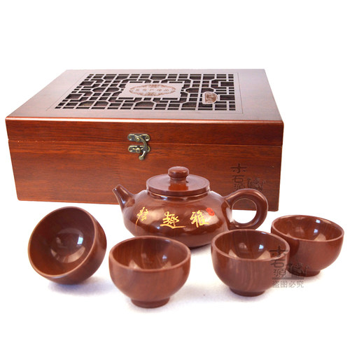 木鱼石手工高档茶壶茶具礼盒装