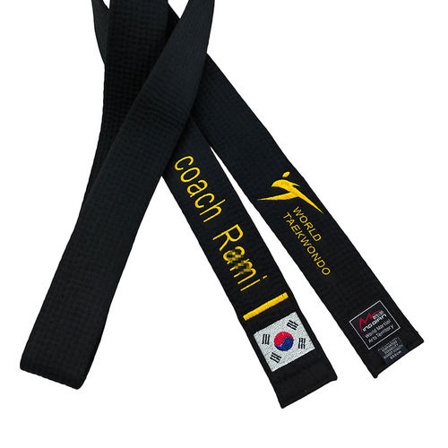 世界跆拳道新标腰带正品黑带刺绣