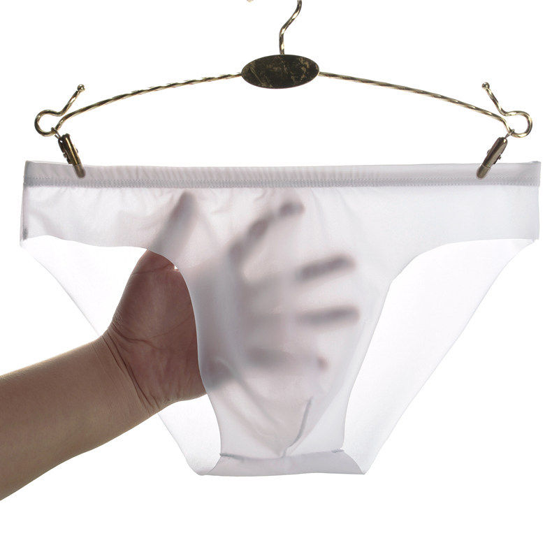 男生内裤少女心冰丝透明一片式薄款低腰性感囊袋透气青年三角裤男