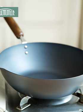 日本原装summit铁流窒化铁锅深型小炒锅辅食锅平底小锅无涂层24cm