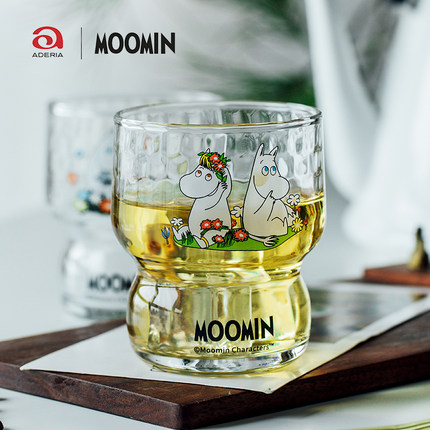日本进口Aderia石冢硝子Moomin姆明杯联名水杯卡通玻璃杯子饮料杯