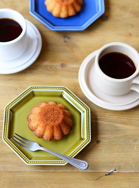 日本Studio M法式复古陶瓷八角盘甜点餐盘意面盘下午茶餐具盘子