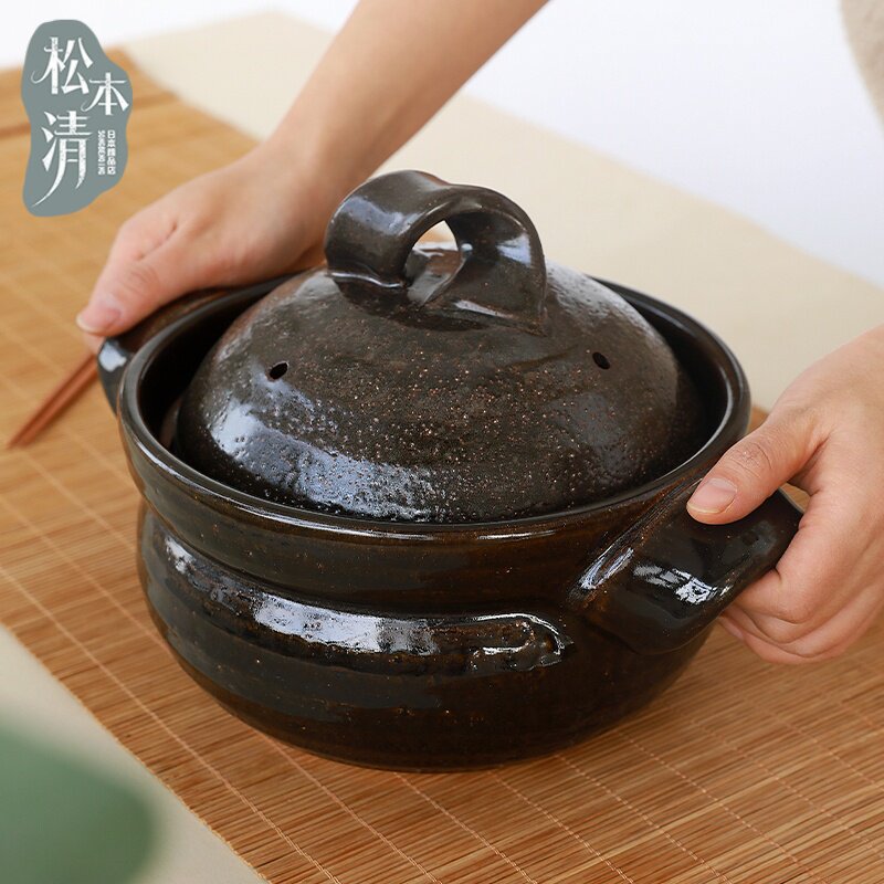 日本原装进口信乐烧将军锅陶瓷砂锅加厚土锅深型煮饭锅煲汤
