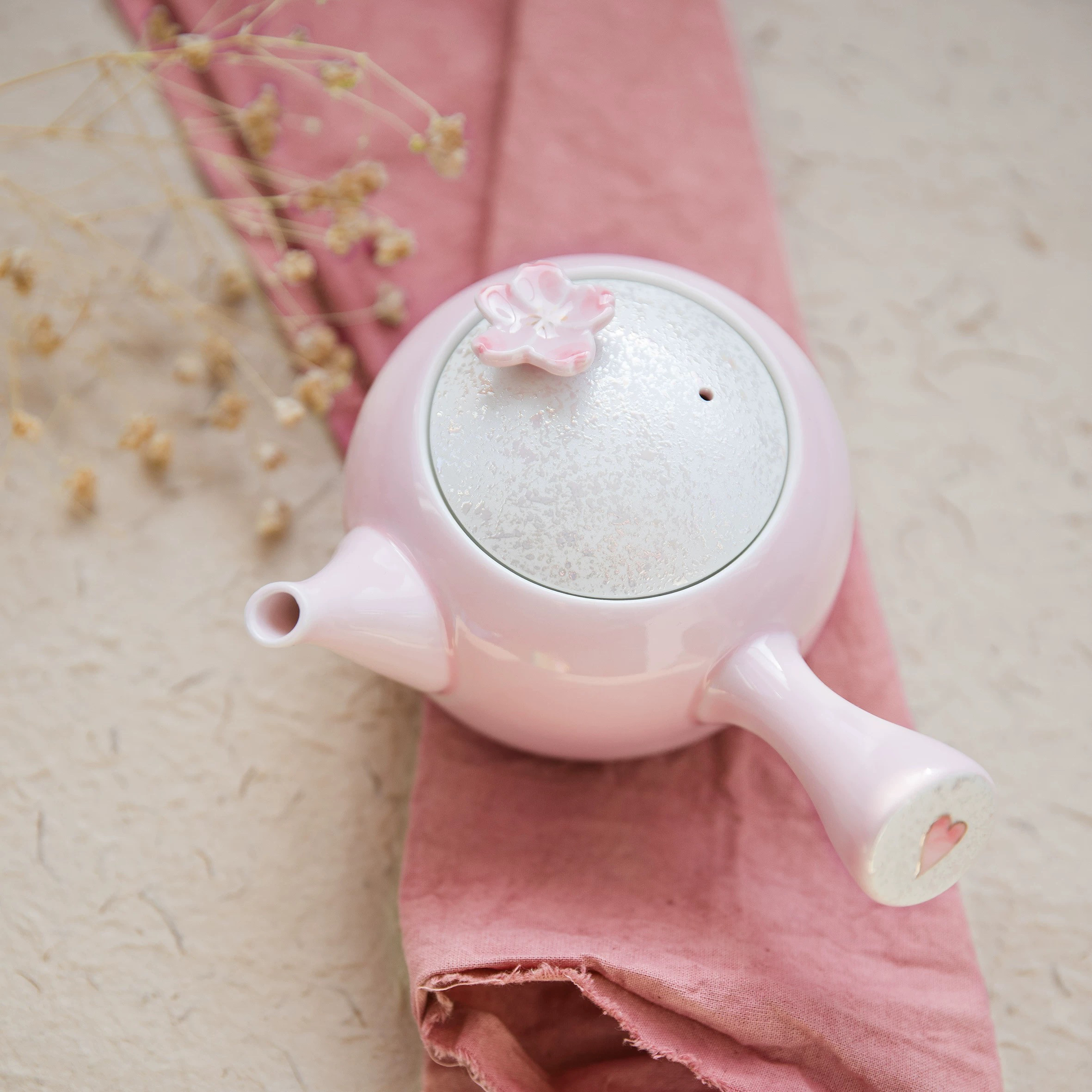 有田烧手绘釉下彩粉色樱花茶具