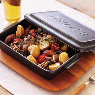 日本进口Meister Hand陶瓷烤盘烤箱用长方形盘子双耳芝士焗饭盘大