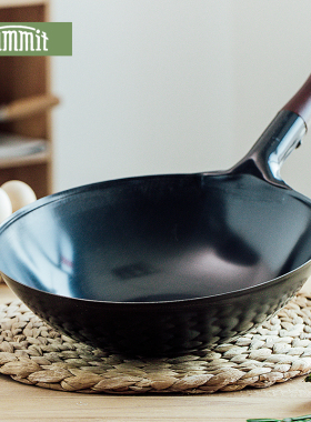 日本进口summit铁流炒锅圆底铁锅燃气家用超轻便中式厨房爆炒神器