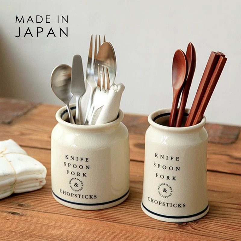 日本进口Meister Hand 伊吹物产陶制筷子筒收纳罐叉勺餐具收纳筒,餐饮具,餐具笼/架,淘宝优惠券,粉丝福利购,淘宝优惠卷