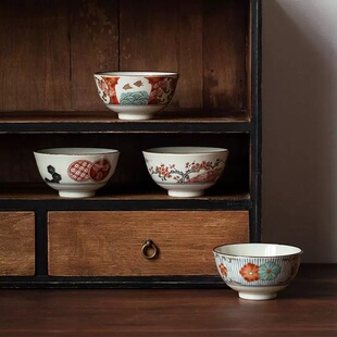 日本进口美浓烧古伊万里米饭碗汤面碗家用餐具创意日式陶瓷礼盒装