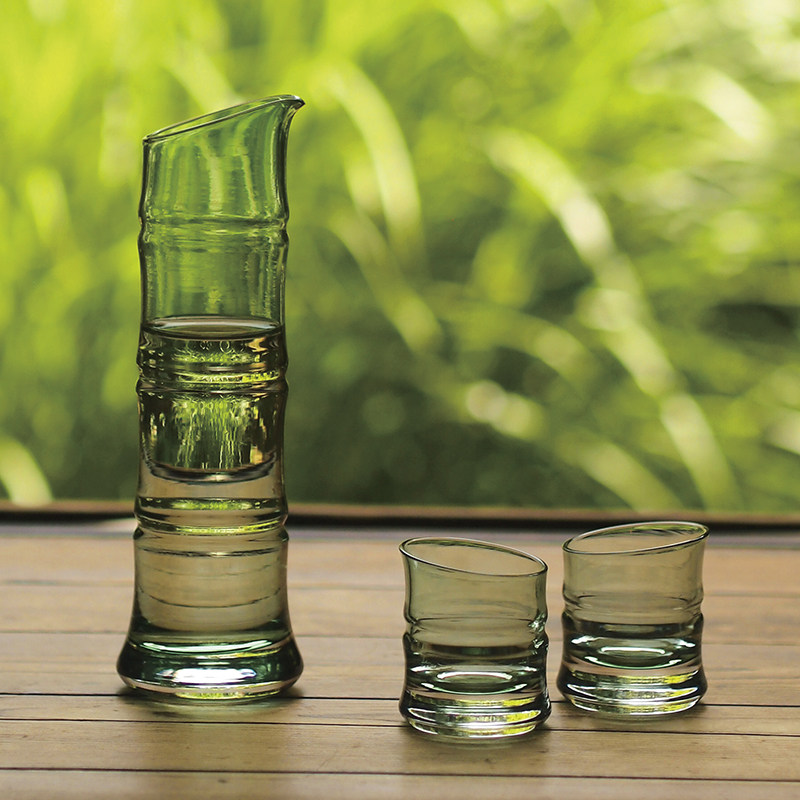 日本进口广田硝子竹节清酒酒具套装日式酒壶清酒杯生日结婚礼物