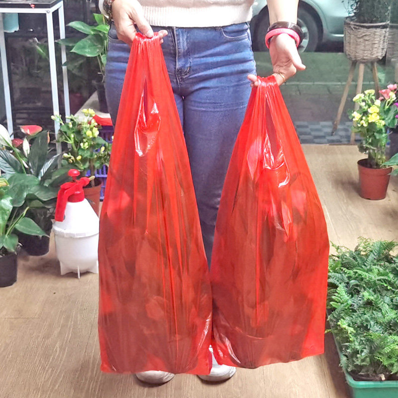 鲜花手提袋红色盆载购物袋加长80cm全新料鱿鱼海鲜塑料手提背心袋,包装,塑料手提袋,淘宝优惠券,粉丝福利购,淘宝优惠卷