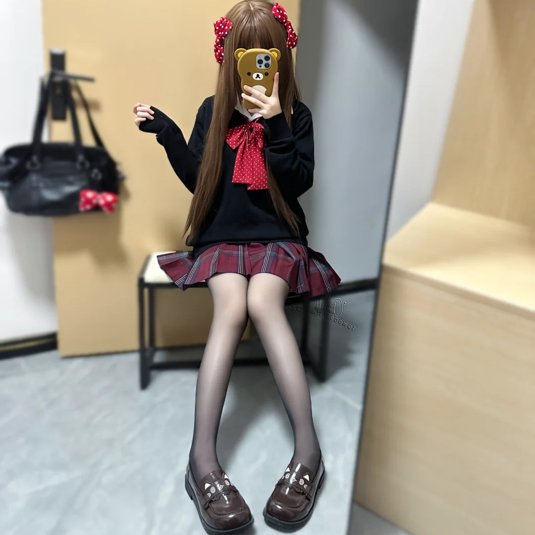 学院风JK制服套装女秋冬玄格裙针织套头毛衣叠穿校供感秋冬套装女