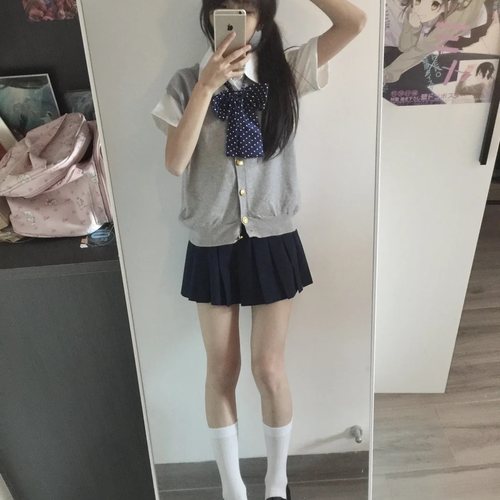 原创jk制服日系学院风校供感叠穿针织开衫背心外套女秋冬套装