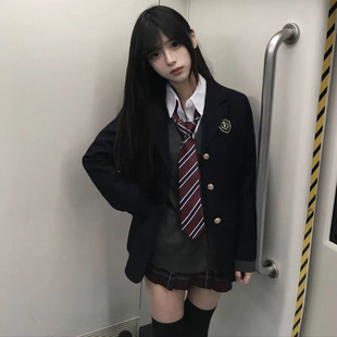 套装 制服日系校供感叠穿针织开衫 女生早秋 JK学院风西装 花狸酱新品