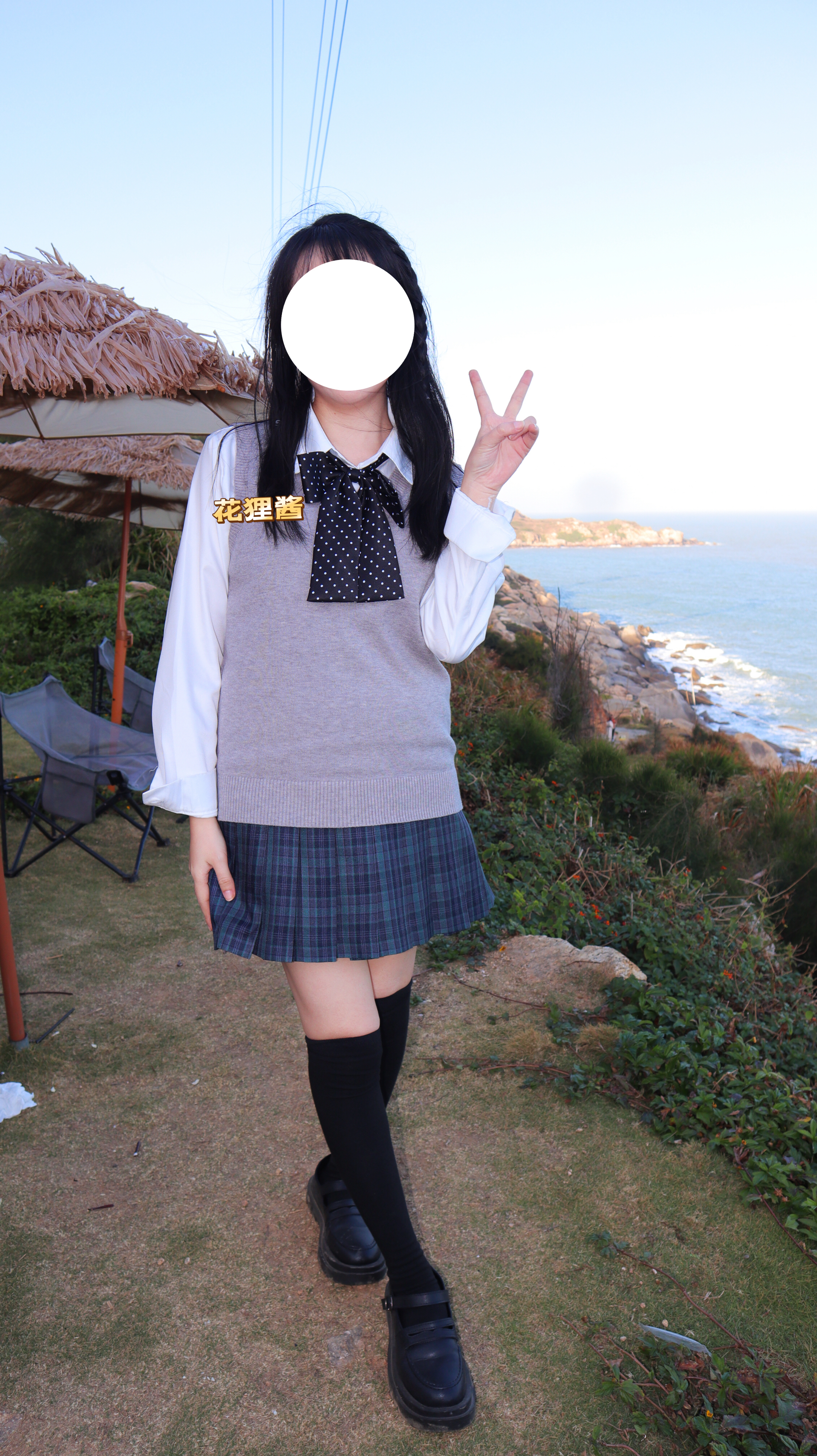 学院风jk制服长袖衬衫女上衣西装外套海苔格裙校供感叠穿秋冬套装