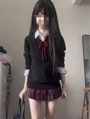 整套原创V领针织衫 校供感 学院风日系JK秋冬款 穿搭玄格裙短裙套装
