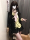原创JK制服黑色三扣西装 外套叠穿黄色开衫 百褶裙校供感学院风套装