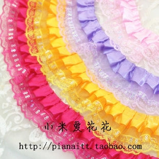 5.5厘米双层缎带蕾丝花边 亮片服装辅料 百搭款装饰花边辅料