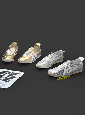 Onitsuka tiger鬼塚虎mexico 66男鞋女鞋全皮金银色休闲鞋THL7C2