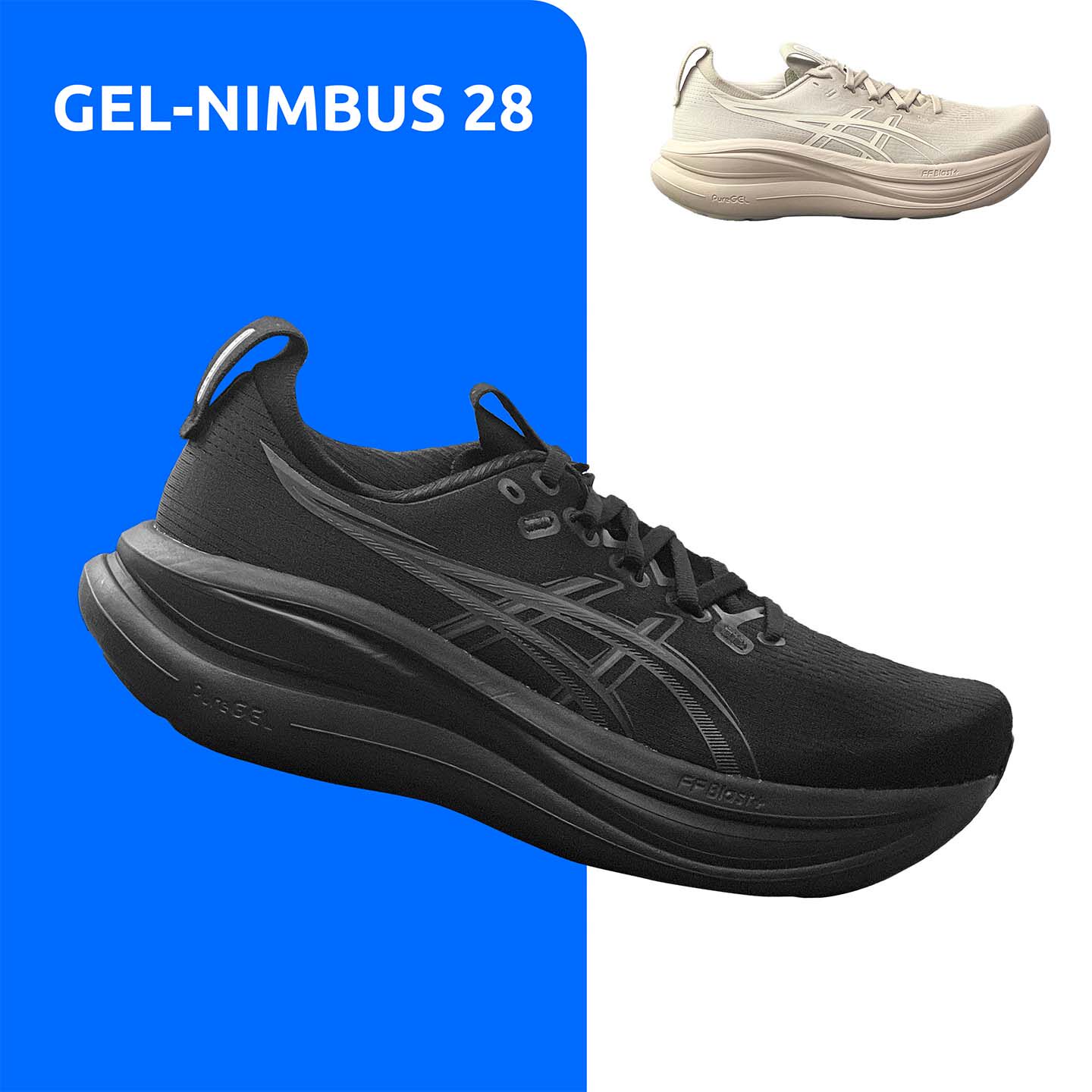 ASICS NIMBUS 28低帮男鞋 宽楦2E4E全黑轻量缓震透气跑鞋1011C127