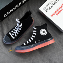 CONVERSE all star高帮男鞋 果冻水晶轻量鞋底 黑红帆布鞋167809C