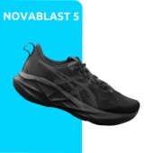 1011B974 2E宽楦全黑轻量缓震透气跑鞋 ASICS NOVABLAST5低帮男鞋