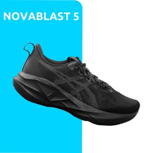 1011B975 2E宽楦全黑轻量缓震透气跑鞋 ASICS NOVABLAST5低帮男鞋