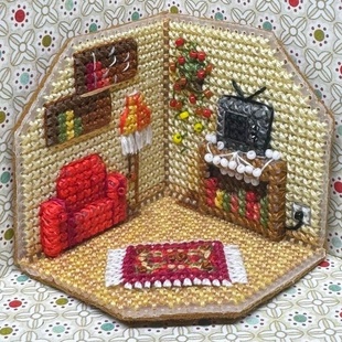 客厅 温暖 十字绣DMC线套件2025 3D立体小方块冰箱贴小房间系列