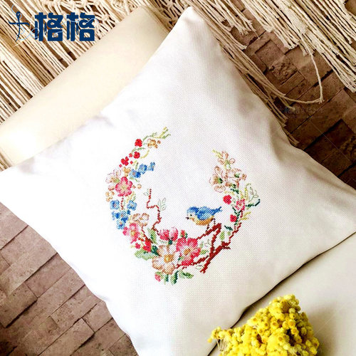 法国DMC十字绣套件 客厅 餐厅 沙发靠垫 新品 绚烂枝头小鸟 抱枕 - 封面