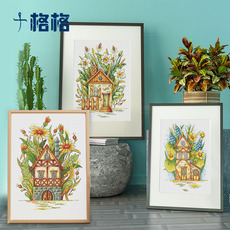 Вышивка Шу 十格格dmc十字绣套件2021新款风信子水仙花卉 鲜花小屋 三幅可选