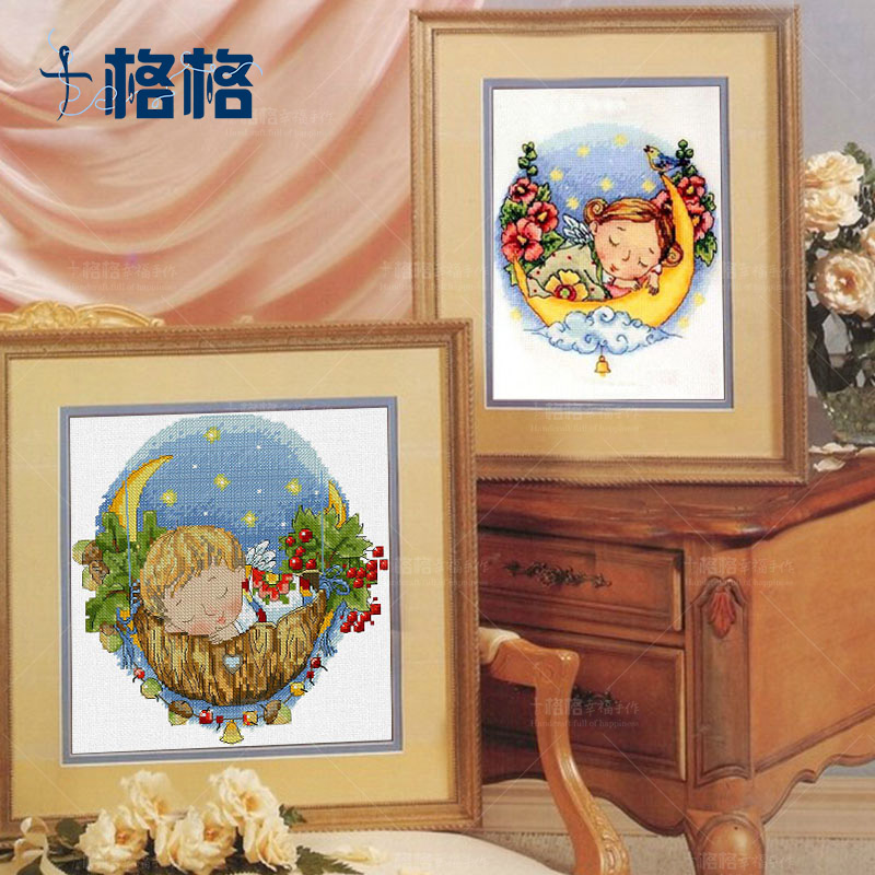 法国挂画餐厅印花月亮十字绣新品图片