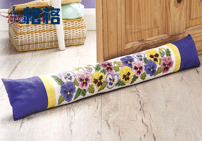 法国DMC十字绣套件 客厅餐厅 沙发靠垫 新品 五彩三色堇 长条抱枕