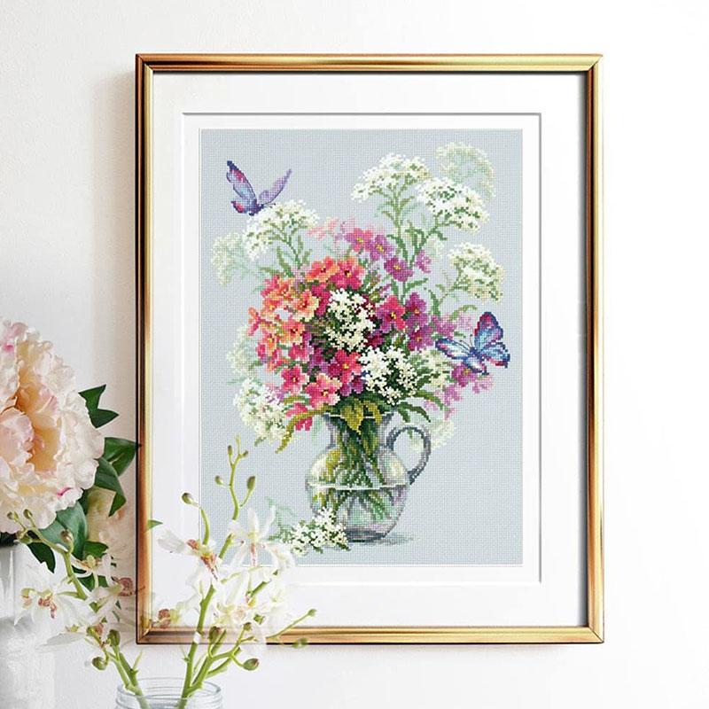 十格格十字绣法国dmc绣线套件2025新款客厅 卧室  蝶舞花香水晶瓶