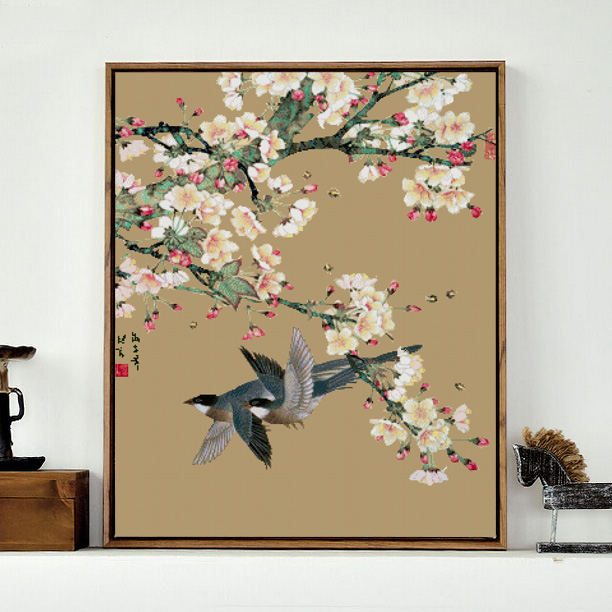 十格格十字绣dmc鸟风雅比翼双飞