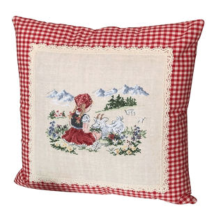 DMC十字绣套件客厅抱枕靠垫 三边开口方便绣制 苏格兰少女