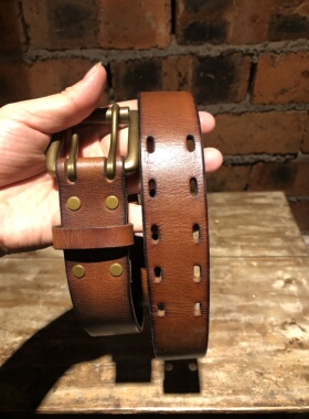 Double 双针皮带美式复古阿美咔叽腰带