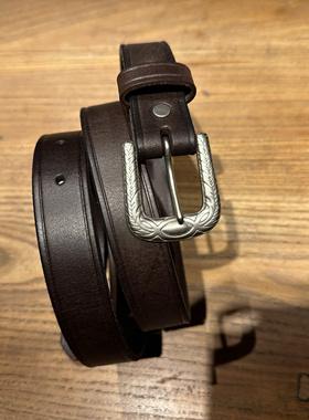 雕花镀银扣做旧美式复古皮带窄款2.5厘米男女款牛皮腰带