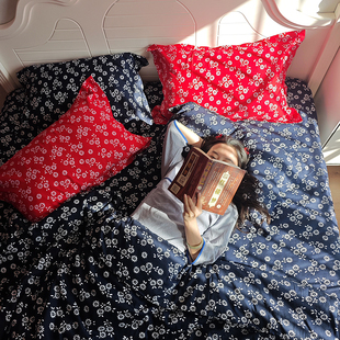 纯棉复古青花瓷四件套全棉怀旧蓝花布被套老式床单枕套床上用品