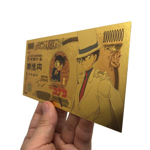 名侦探柯南周边手办新一怪盗基德闪卡收藏币金箔金箔钞礼物动漫